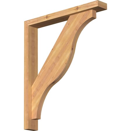 Ekena Millwork Funston Block Smooth Bracket w/ Offset Brace, Western Red Cedar, 3 1/2"W x 24"D x 28"H BKT0402X24X28FST05SWR